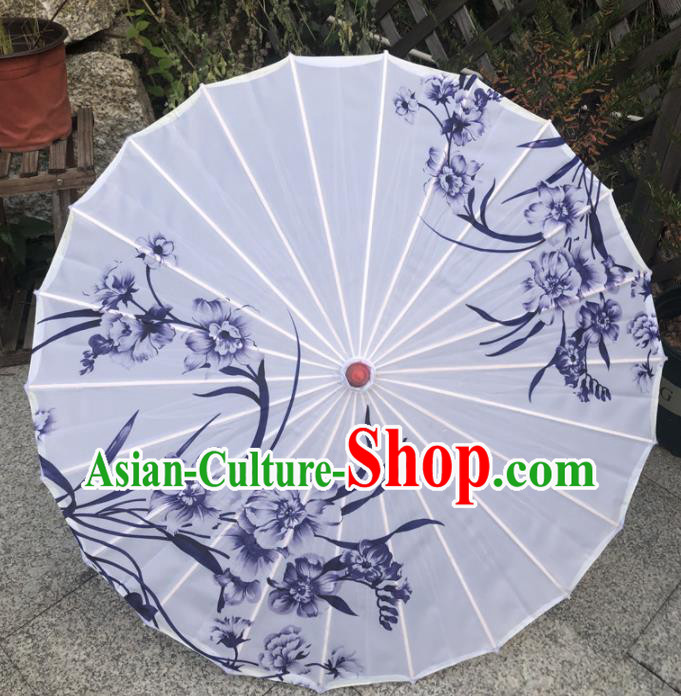 Chinese Classical Dance Umbrella Traditional Hanfu Umbrella Handmade Painting Orchids Silk Umbrellas Women Group Dance Umbrella