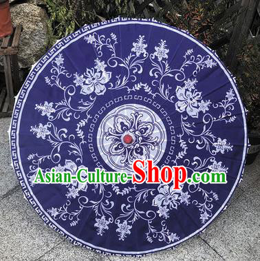 Chinese Handmade Navy Silk Umbrellas Women Group Dance Umbrella Classical Dance Umbrella Traditional Stage Performance Umbrella