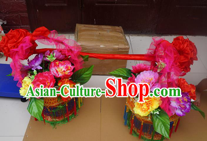 Chinese New Year Performance Props Folk Dance Accessories Yangko Dance Flowers Basket