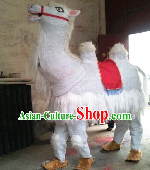 Chinese New Year Performance Props Lion Dancing Competition Costumes Set Folk Dance Accessories Cosplay White Camel Clothing