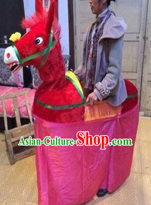 Chinese Yangko Dance Red Donkey Land Boat Folk Dance Accessories New Year Performance Props