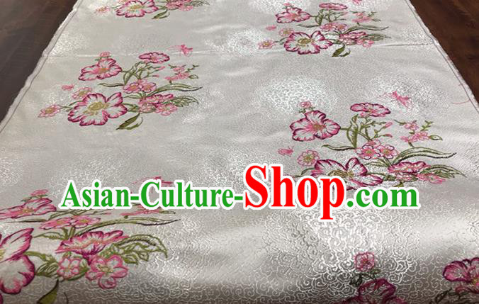 China Tang Suit Silk Fabric Traditional Cheongsam Embroidered Drapery Classical Palace White Brocade Material Qipao Dress Damask Cloth