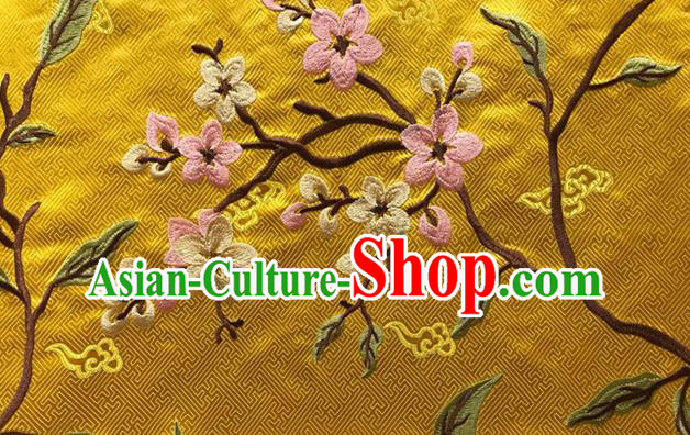 China Qipao Dress Cloth Tang Suit Damask Fabric Traditional Cheongsam Silk Drapery Classical Embroidered Yellow Brocade Material