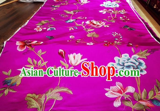 China Classical Embroidered Peony Rosy Brocade Material Qipao Dress Cloth Tang Suit Damask Fabric Traditional Cheongsam Silk Drapery