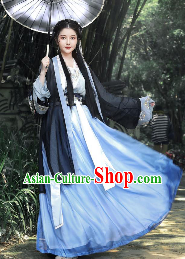 China Song Dynasty Young Lady Clothing Traditional Hanfu Dress Ancient Country Woman Garment Costumes Complete Set