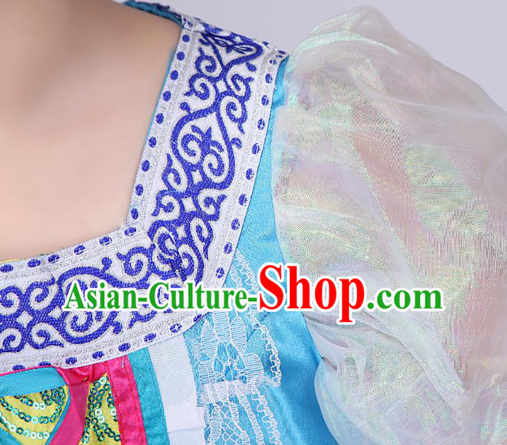 Professional Russian Girl Dance Blue Dress Modern Dance Fashion Garment Russia Festival Children Performance Costume