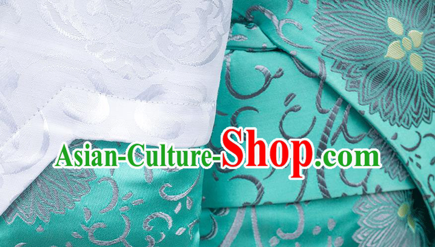 Chinese Ethnic Children Blue Brocade Dress Zang Minority Performance Costumes Tibetan Nationality Girl Bola Clothing