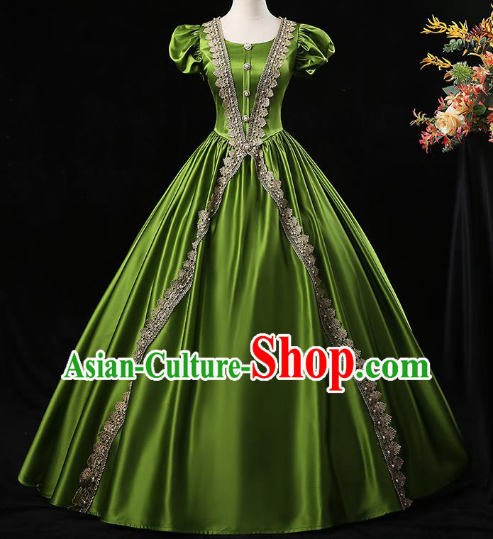 Top Chorus Performance Garment Costume French Noble Lady Formal Attire European Middle Ages Clothing Western Court Princess Green Dress