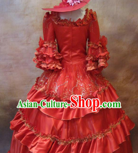 Top England Queen Red Full Dress Western Renaissance Style Garment Costume Christmas Ballroom Dance Formal Attire European Drama Clothing