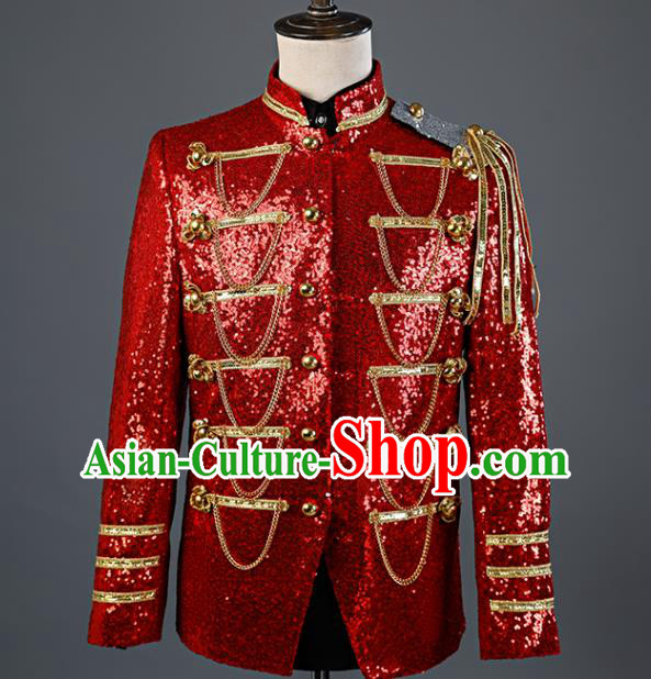 Custom Annual Meeting Compere Upper Garment Western Gentleman Red Jacket European Drama Performance Costume England Royal Prince Clothing