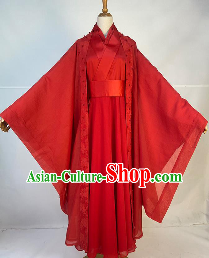 Chinese Song Dynasty Bride Red Dress Outfits Traditional Drama The Legend of White Snake Wedding Garment Costumes Ancient Goddess Bai Suzhen Clothing