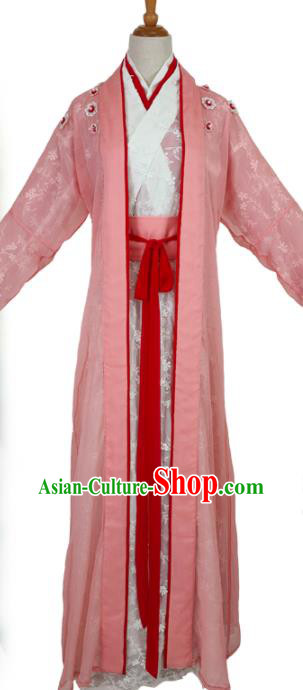 Chinese Tang Dynasty Swordswoman Pink Dress Outfits Traditional Drama Love and Redemption Chu Linglong Garment Costumes Ancient Young Beauty Clothing