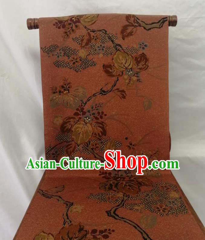 Japanese Classical Grape Pattern Waistband Material Kimono Dress Corset Accessories Traditional Yukata Belt Brown Silk Fabric