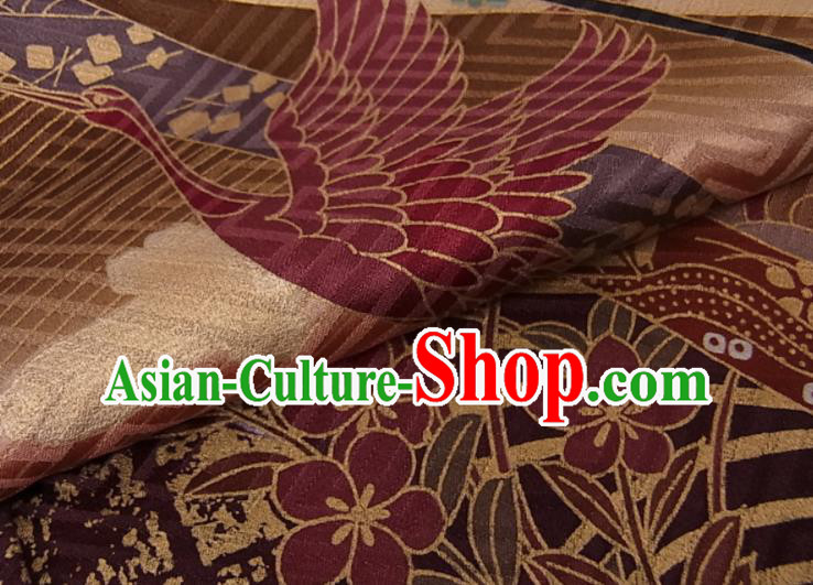 Japanese Male Homongi Kimono Clothing Traditional Brown Yukata Robe Royal Pattern Apparel