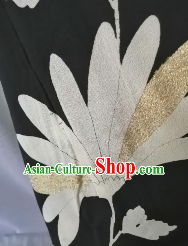 Japanese Royal Embroidered Pattern Apparel Male Kurotomesode Kimono Clothing Traditional Black Yukata Robe