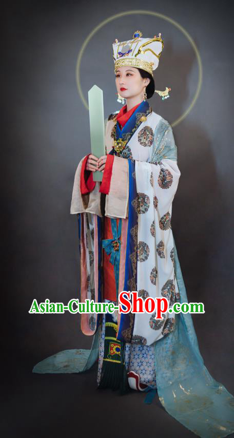 China Ancient Goddess Queen Replica Clothing Song Dynasty Empress Historical Garment Costumes Traditional Hanfu Dress Attires Full Set