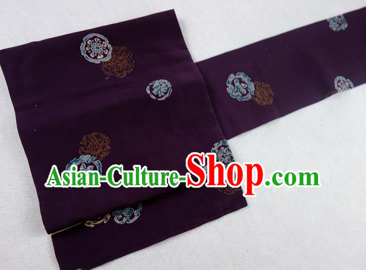 Japanese Kimono Dress Nagoya Corset Accessories Traditional Yukata Robe Purple Belt Classical Pattern Wafuku Waistband