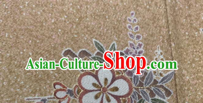 Japan Traditional Ginger Yukata Dress Classical Primrose Pattern Kimono Clothing Young Woman Garment Costume