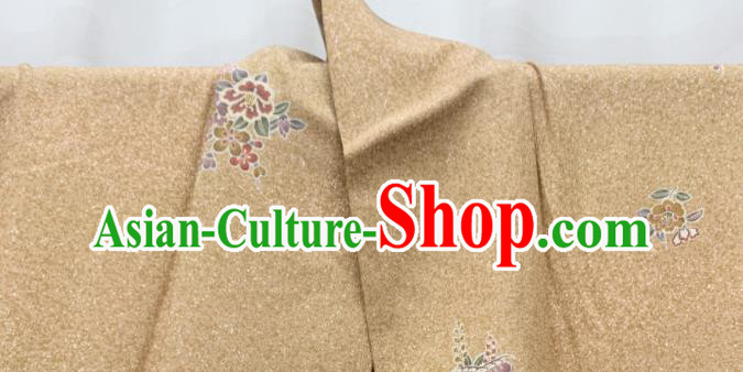 Japan Traditional Ginger Yukata Dress Classical Primrose Pattern Kimono Clothing Young Woman Garment Costume