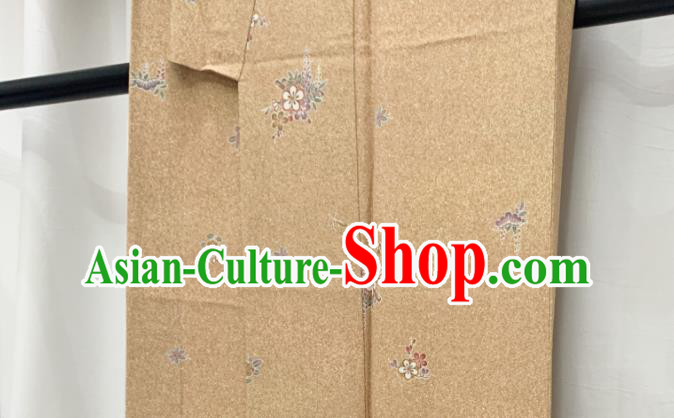 Japan Traditional Ginger Yukata Dress Classical Primrose Pattern Kimono Clothing Young Woman Garment Costume