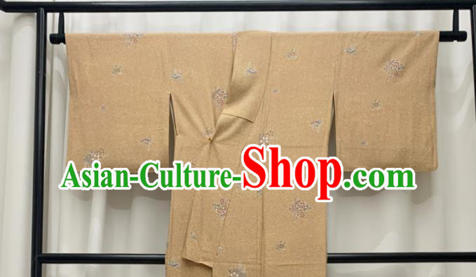 Japan Traditional Ginger Yukata Dress Classical Primrose Pattern Kimono Clothing Young Woman Garment Costume