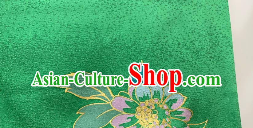 Japan Classical Daisy Pattern Furisode Kimono Clothing Wedding Garment Costume Traditional Bride Green Yukata Dress