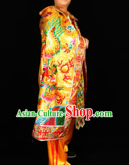 China Traditional Opera Embroidered Yellow Mantle Sichuan Opera Emperor Cape Beijing Opera King Clothing