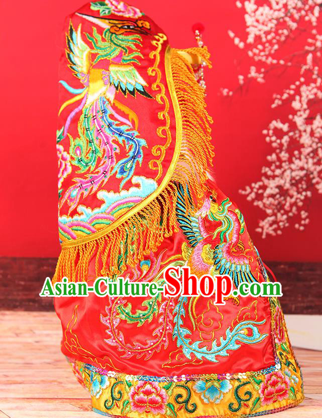 Handmade China Traditional Opera Empress Embroidered Red Hat Ancient Goddess Headdress Beijing Opera Queen Headwear