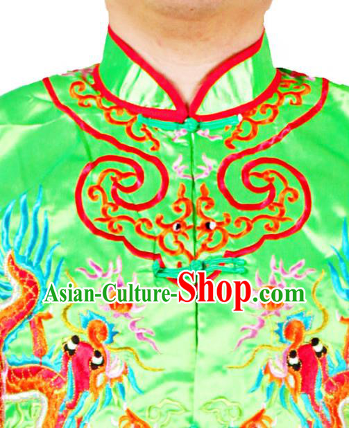China Folk Dance Lion Dance Costumes Beijing Opera Takefu Clothing Traditional Peking Opera Wusheng Green Outfits