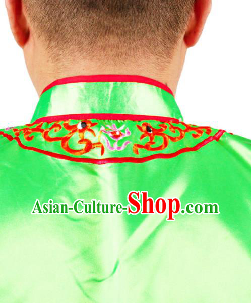 China Folk Dance Lion Dance Costumes Beijing Opera Takefu Clothing Traditional Peking Opera Wusheng Green Outfits