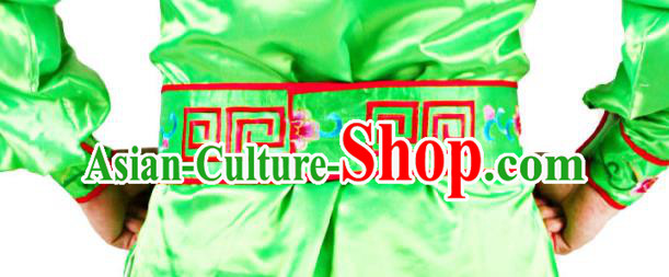China Folk Dance Lion Dance Costumes Beijing Opera Takefu Clothing Traditional Peking Opera Wusheng Green Outfits