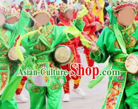 China Folk Dance Lion Dance Costumes Beijing Opera Takefu Clothing Traditional Peking Opera Wusheng Green Outfits