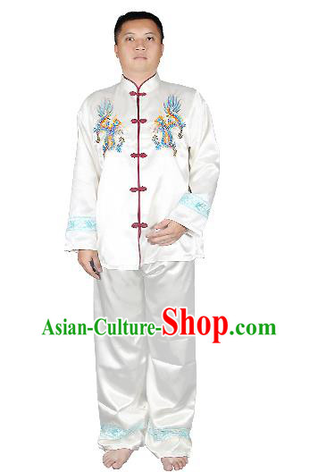 China Traditional Martial Arts White Outfits Wushu Performance Costumes Kung Fu Training Clothing