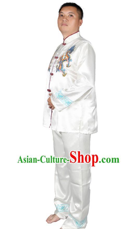 China Traditional Martial Arts White Outfits Wushu Performance Costumes Kung Fu Training Clothing