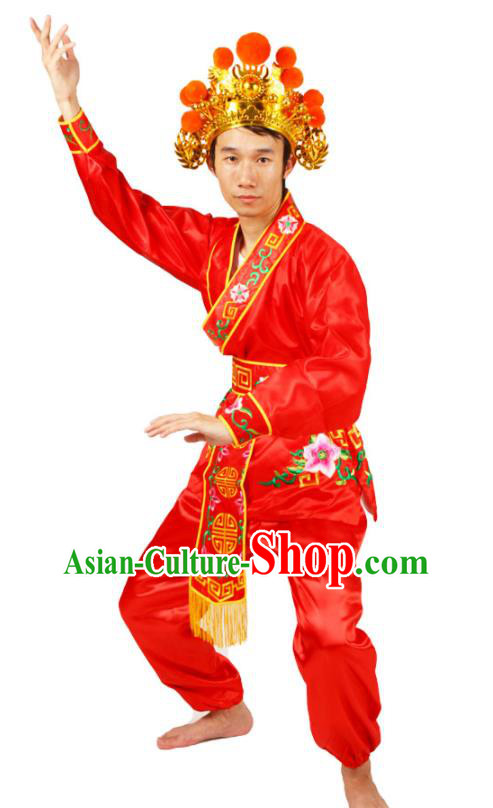 China Beijing Opera Wusheng Clothing Traditional Martial Arts Red Outfits Cosplay Water Margin Hero Wu Song Costumes
