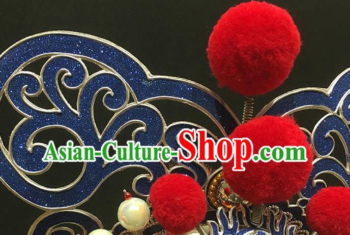 Chinese Beijing Opera Wusheng Hat Ancient General Helmet Handmade Chaozhou Opera Hero Guan Sheng Headdress