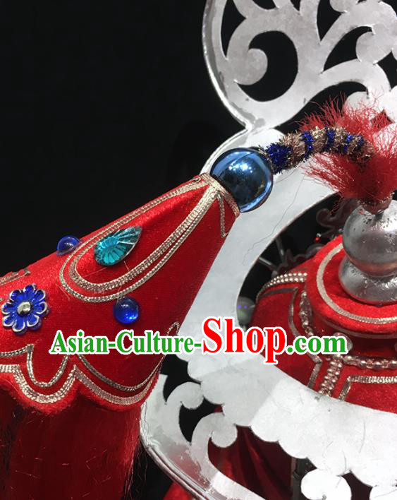 Chinese Beijing Opera Wusheng Hat Ancient General Helmet Handmade Chaozhou Opera Hero Guan Sheng Headdress
