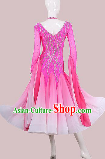 Custom Ballroom Dancing Clothing Waltz Competition Fashion Modern Dance Rosy Dress International Dance Garment