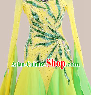 Custom International Dance Garment Ballroom Dancing Clothing Waltz Competition Fashion Modern Dance Yellow Dress