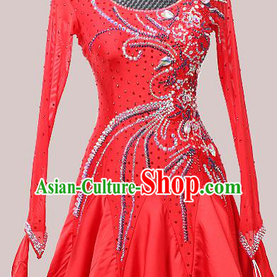 Custom Waltz Competition Fashion Modern Dance Red Dress International Dance Garment Ballroom Dancing Clothing