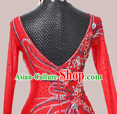 Custom Waltz Competition Fashion Modern Dance Red Dress International Dance Garment Ballroom Dancing Clothing