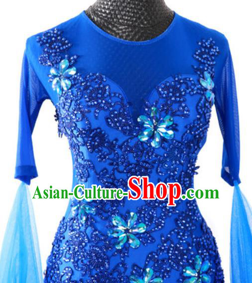 Custom Ballroom Dancing Royalblue Dress Modern Dance Clothing International Dance Garment Woman Waltz Dancewear