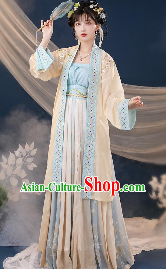 China Traditional Garment Costumes Ancient Young Lady Hanfu Dress Song Dynasty Female Historical Clothing