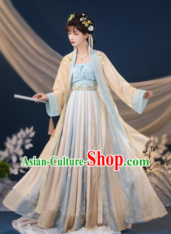 China Traditional Garment Costumes Ancient Young Lady Hanfu Dress Song Dynasty Female Historical Clothing