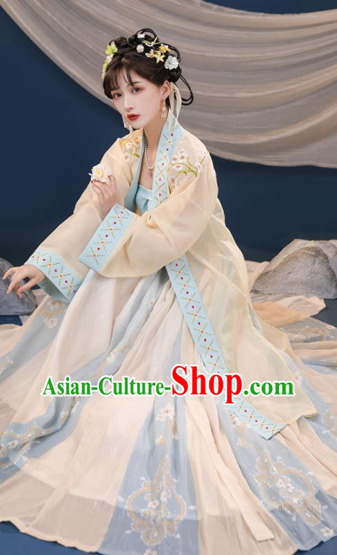 China Traditional Garment Costumes Ancient Young Lady Hanfu Dress Song Dynasty Female Historical Clothing