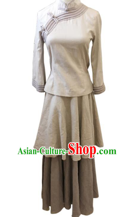 Chinese Classical Dance Garment Costumes Female Solo Dance Clothing Stage Performance Dress Ballet Dance Grey Outfits