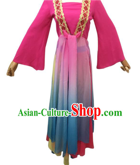 Chinese Umbrella Dance Outfits Classical Dance Garment Costumes Female Solo Dance Clothing Stage Performance Rosy Dress