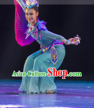 Chinese Woman Pleiospilos Simulans Dance Clothing Classical Dance Garment Costumes Stage Performance Green Dress Outfits