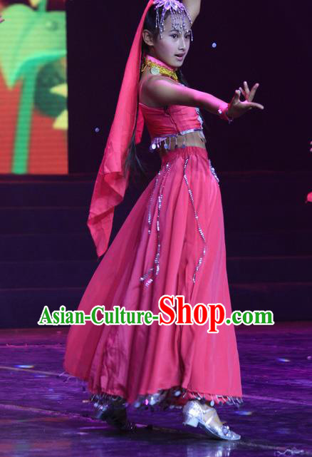 Professional Belly Dance Rosy Dress Indian Dance Garment Costume Girl Stage Performance Clothing