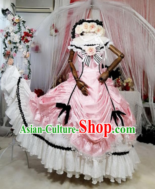 Custom Cosplay Princess Pink Dress Halloween Garment Costume European Court Woman Clothing